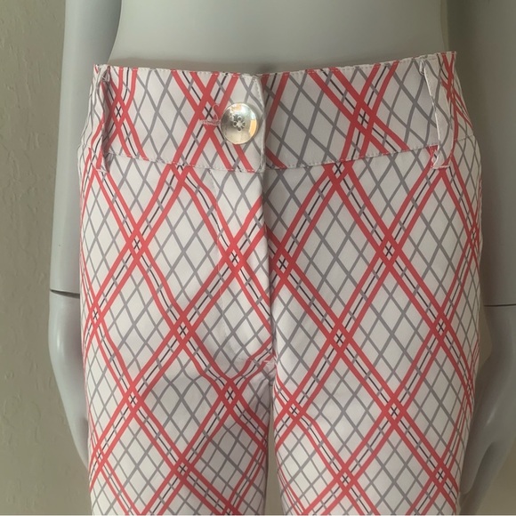 GG BLUE Golf Shorts Diamond Plaid Long Short Red White Grey Size 6 - Picture 9 of 16
